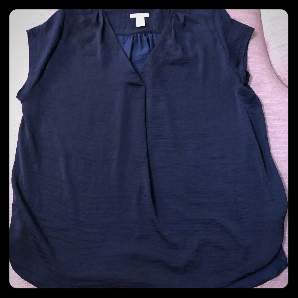 Dark blue flowy blouse